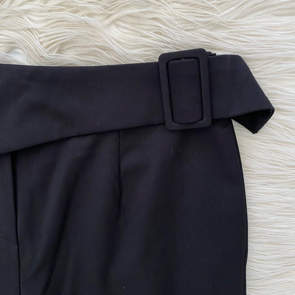 Marcella Black Straight Wide Leg Asymmetrical Waist Panel Jordan Pants Trousers - Picture 6 of 14